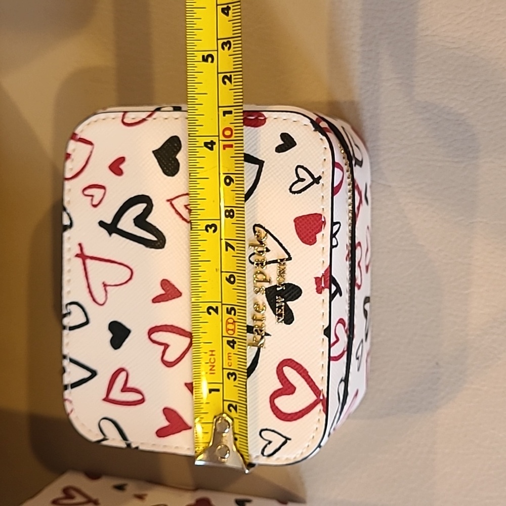 Kate Spade Staci scribble hearts printed travel jewelry box holder Valentine's - Picture 5 of 7